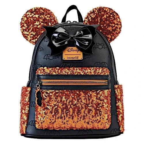 Loungefly Halloween Disney Minnie Mouse Sequin Exclusive Mini Backpack NWT