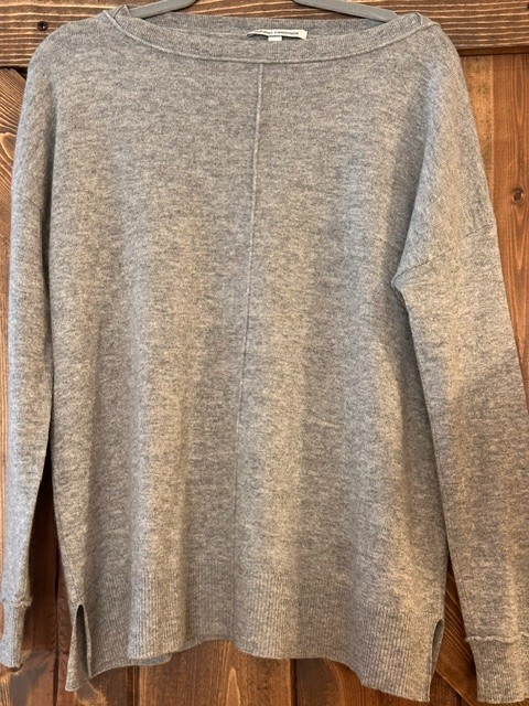 Autumn Cashmere | Center Seam Sweater 100% Cashmere Heathered Gray Sz M