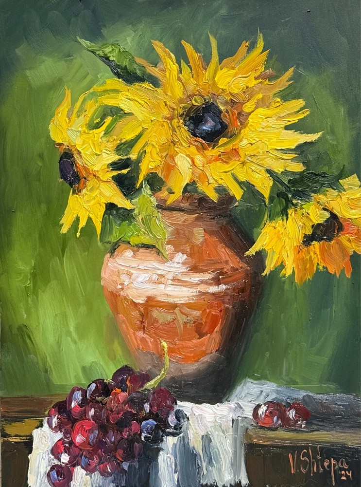 Sunflowers Painting Floral Original Art Impasto Oil Painting Flower Still Life