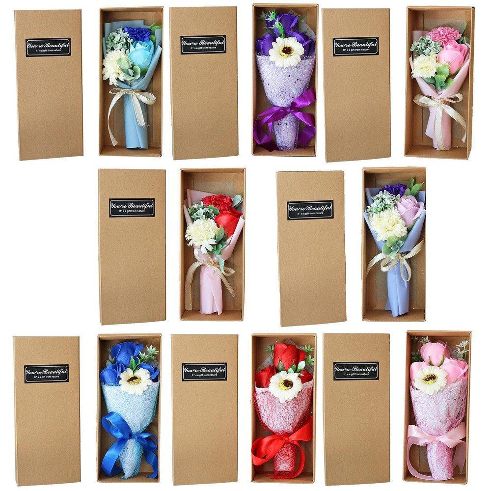 Scented Soap Flower Bouquet with Gift Box for Valentine's Day Wedding Decor