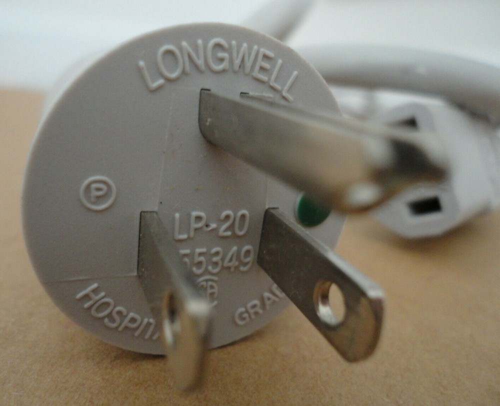 Longwell Green Dot Hospital Grade AC Power Cord 5.5ft LP-20 E55349 Safe Durable-image