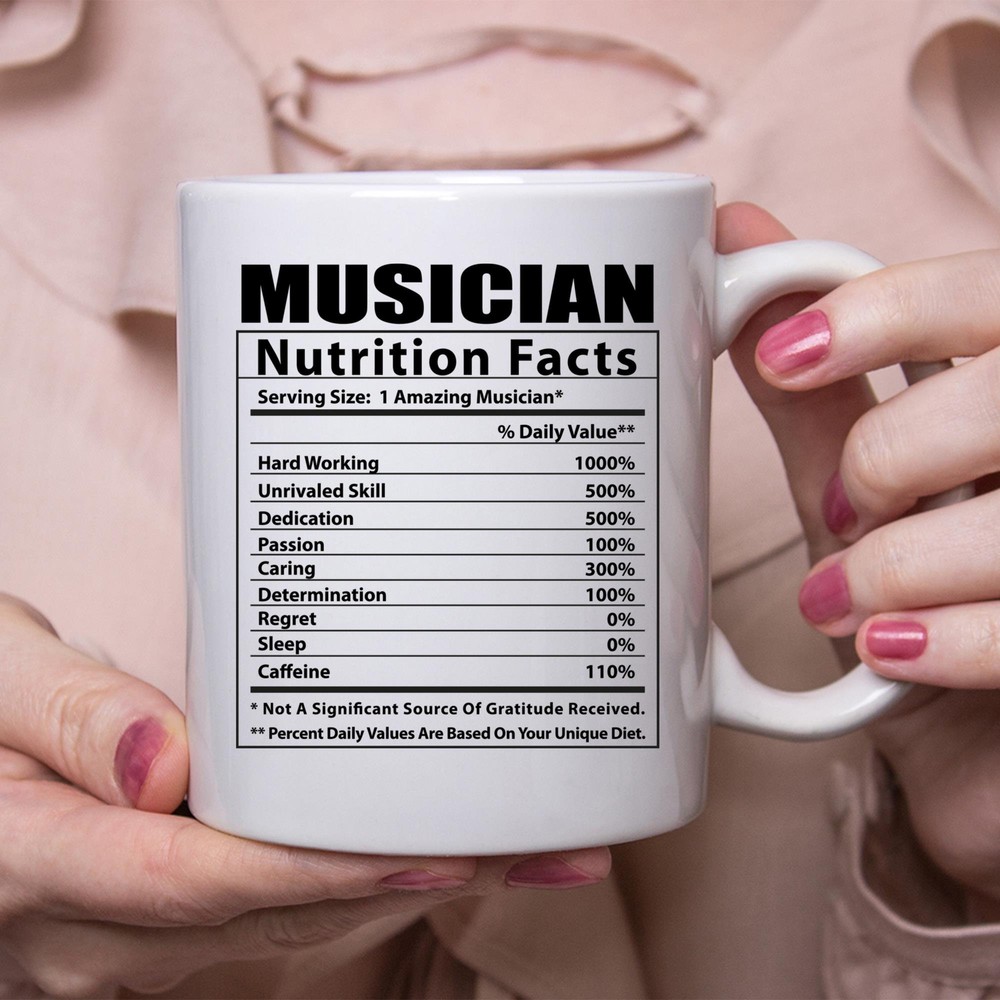 Funny Musician Nutritional Facts White Coffee Mug