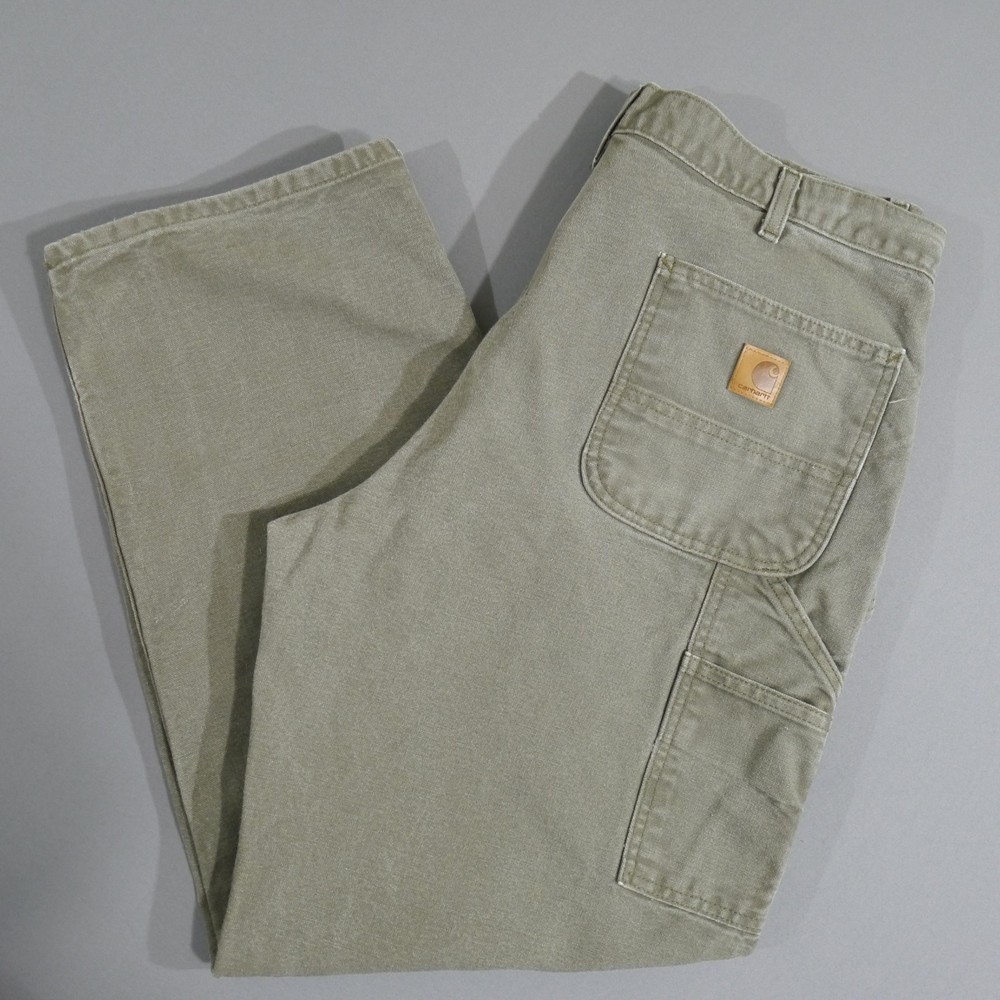 Carhartt Pants Mens 38x31 Moss Green Loose Fit Carpenter Pants Canvas BN0011-M