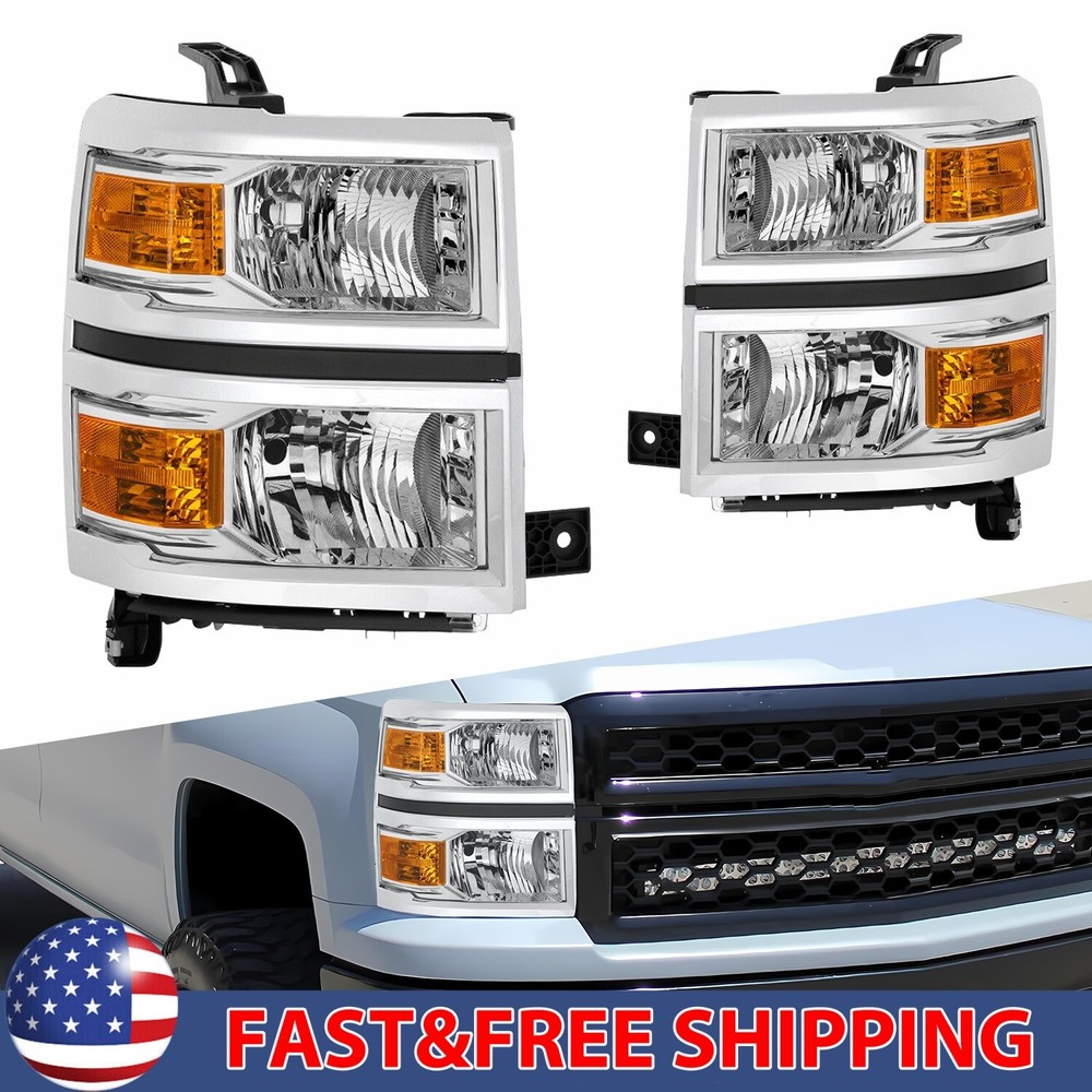 Fit 2014-2015 Chevy Silverado 1500 Headlight Signal Lamps Left+Right CLEAR PAIR
