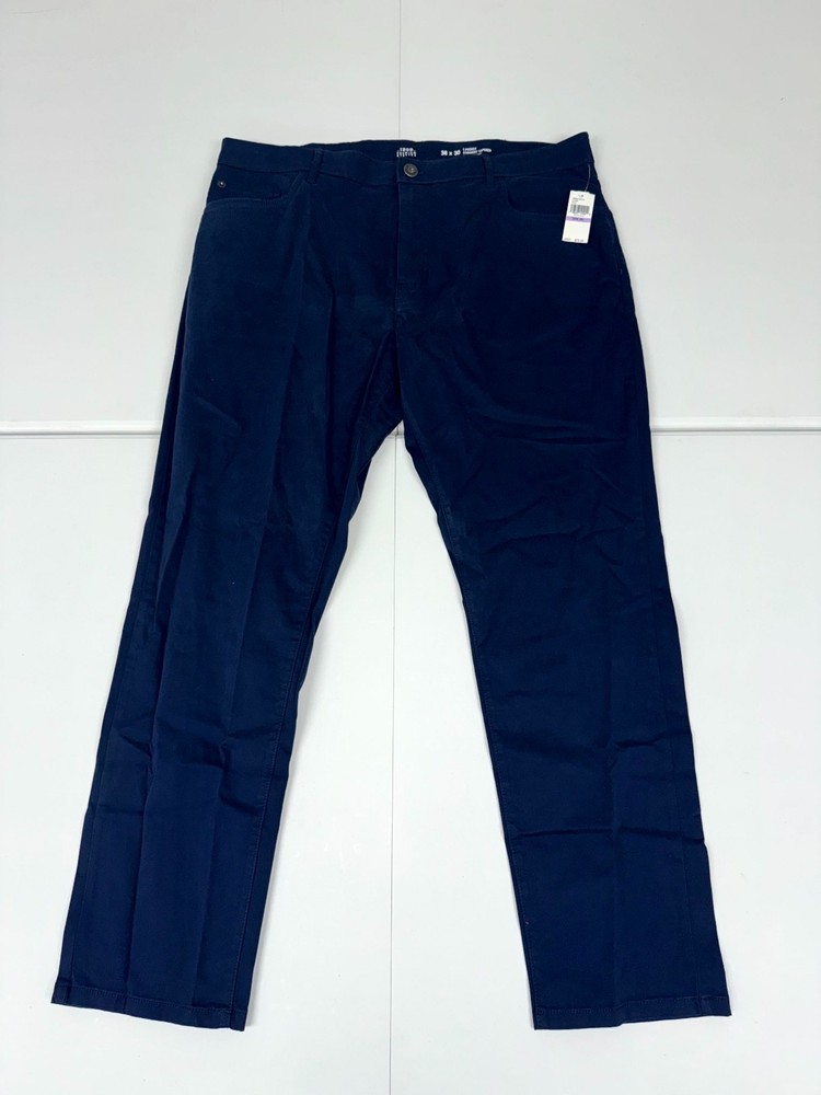 Izod Sportflex Chino Pants Mens 38x30 Blue Stretch Flat Front Straight Tapered