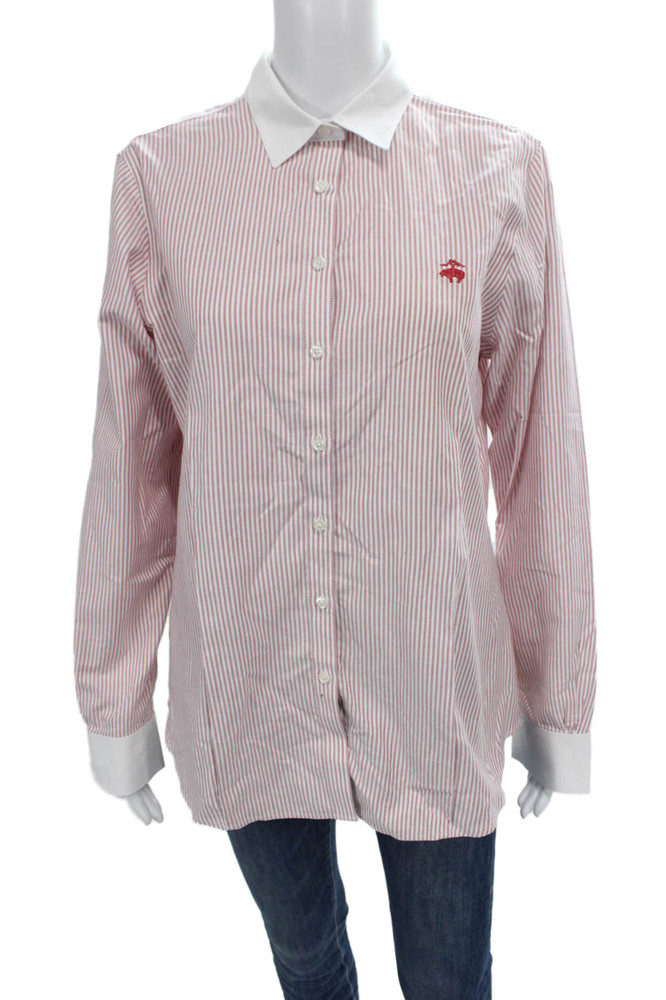 Brooks Brothers Womens Collared Striped Supima Cotton Button-Up Shirt Size 12Free Shipping in US $100+ Orders | $6.95 Orders Below