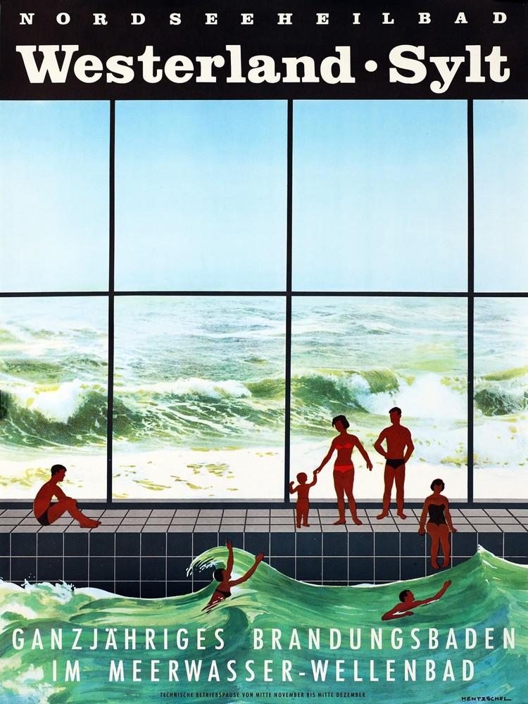 5597.Decoration Quality Poster.Nordseeheilbad.Westerland.Sylt.people in pool