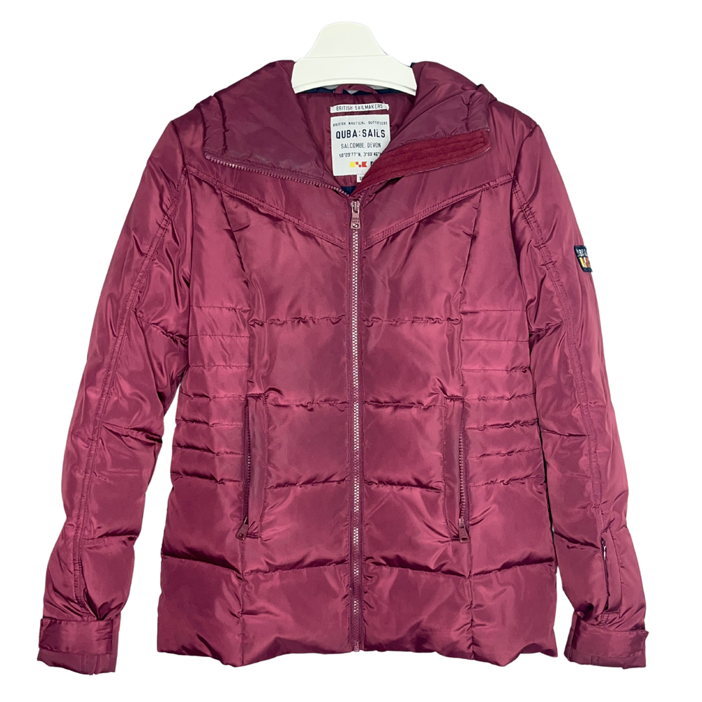 Quba Sails Down Filled Puffer Coat Jacket UK12 Red Zip Up Hooded Insulated