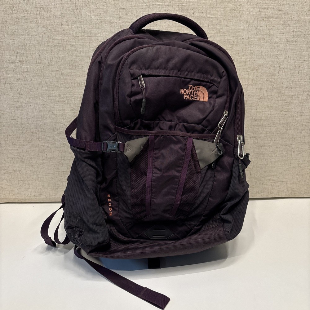North Face Womens Recon Flex Vent Purple Hiking Backpack for Camping Outdoors  