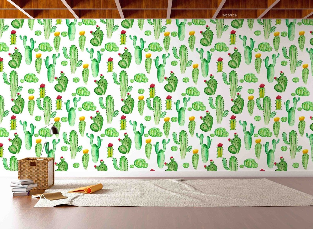 3D Cactus Flowers Watercolor Pattern Wall Murals Wallpaper Murals Wall Sticker