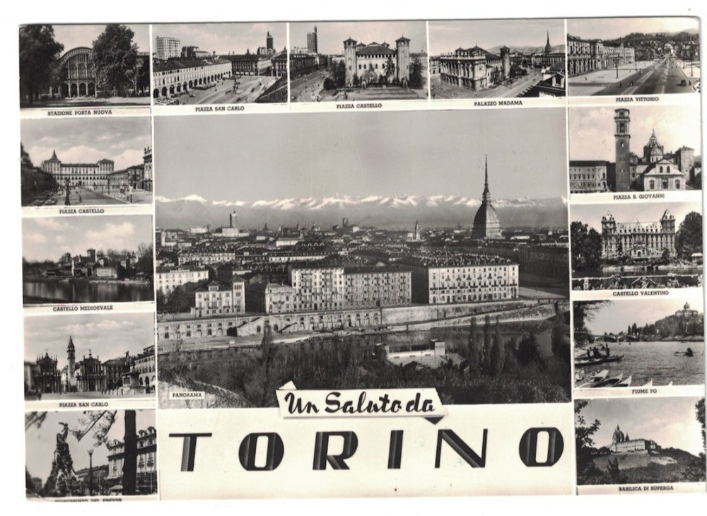 Vintage 1963 Rppc Real Photo Saluti Da Torino Italy Multi-View
