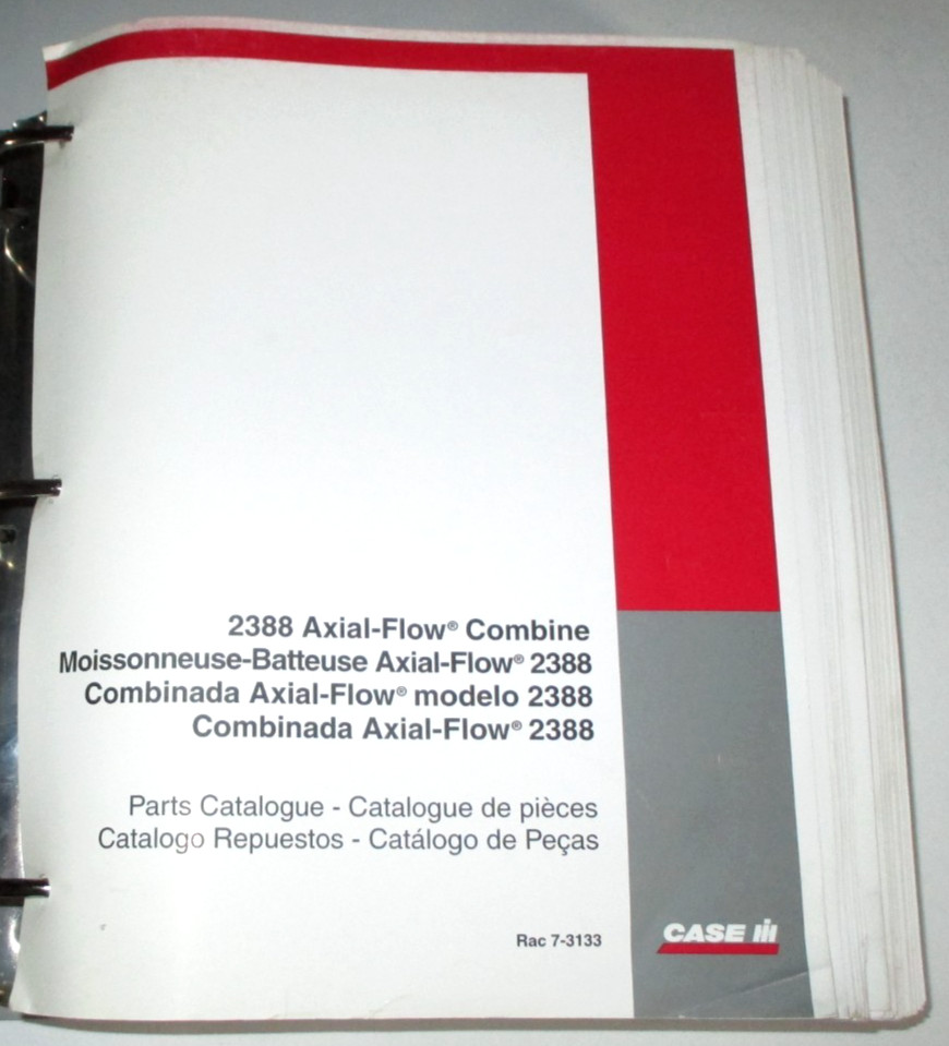 Case IH 2388 Combine Parts Catalog Manual Book & CIH Binder 7-3133 ORIGINAL!