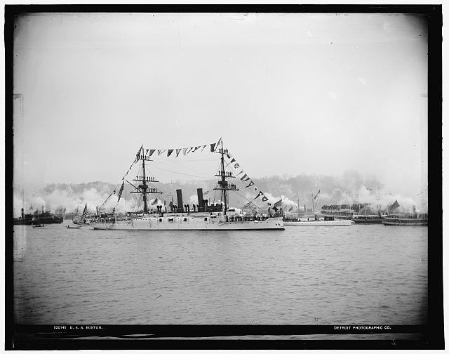 Photo:U.S.S. Boston Warship in Harbor circa 1890-1901