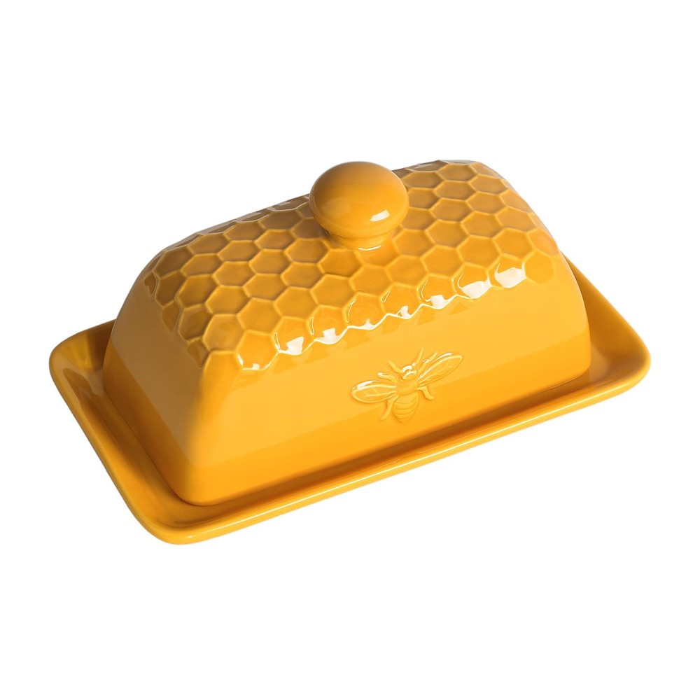 Ceramic Butter Dish with Lid Butter Keeper Butter Plate Tray for Kitchen Coun...