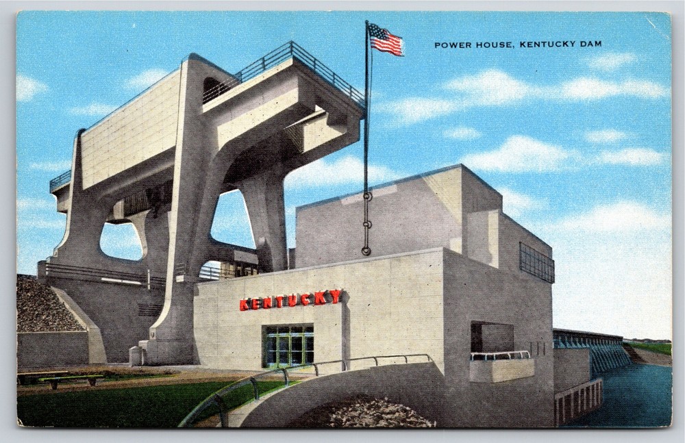 Power House of Kentucky Dam From Below~Vintage Postcard