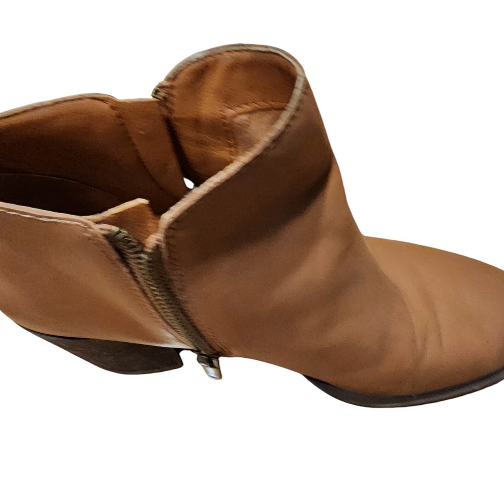 Lucky Brand Women's Size 9.5 M Basel Brown Ankle Boots Leather Heeled Sode Zip