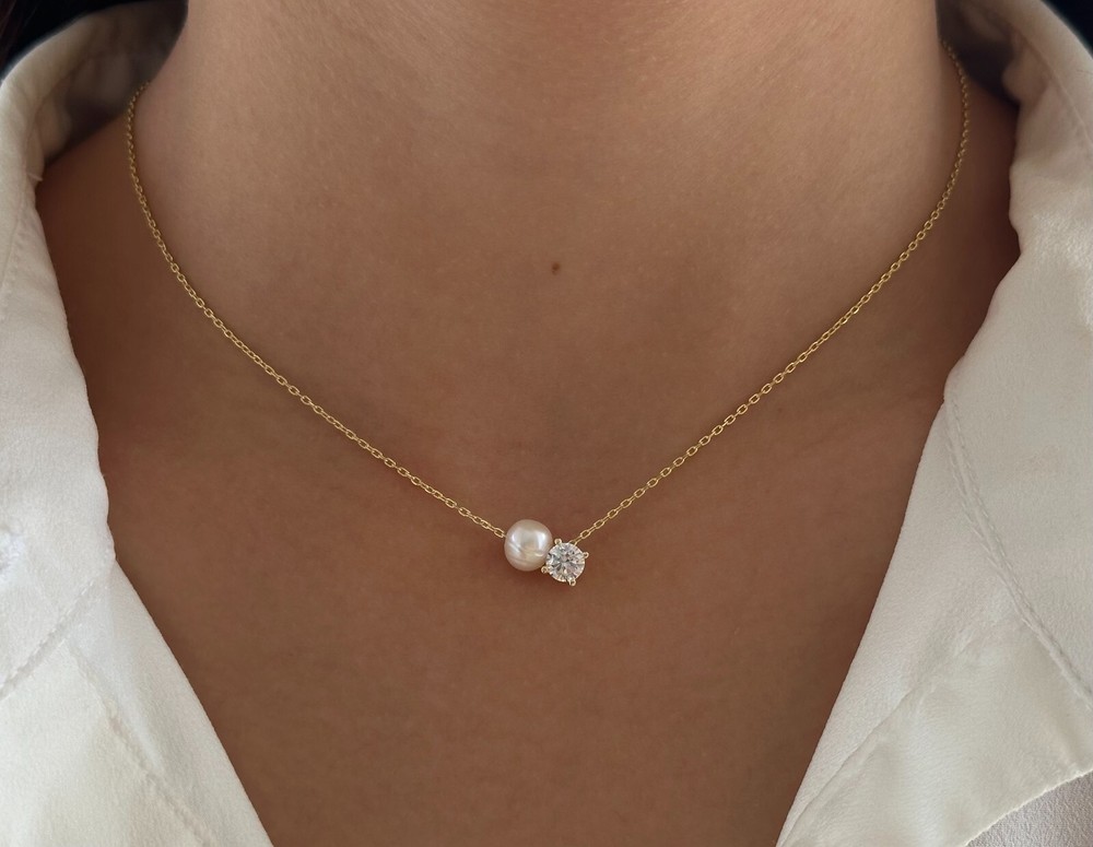 Elegant 925 Sterling Silver Single Pearl Solitaire Choker Necklace