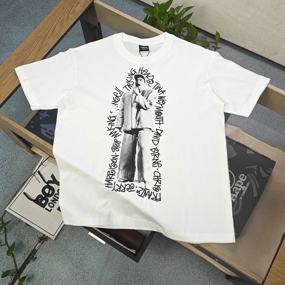 Stussy tee shirt New T-SHIRT S/M/L/XL White / Black Dog