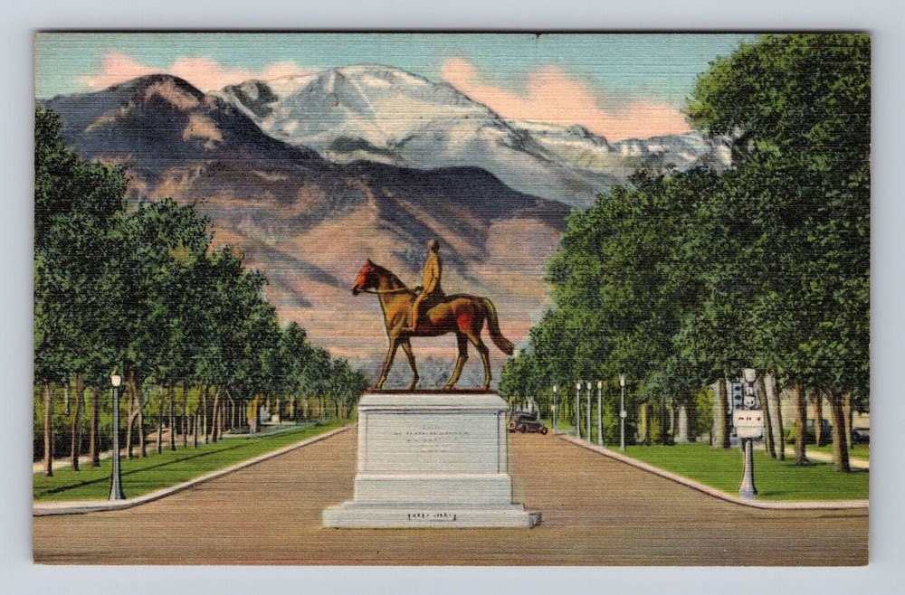 Colorado Springs CO-Colorado, General Wm. J. Palmer Monument, Vintage Postcard