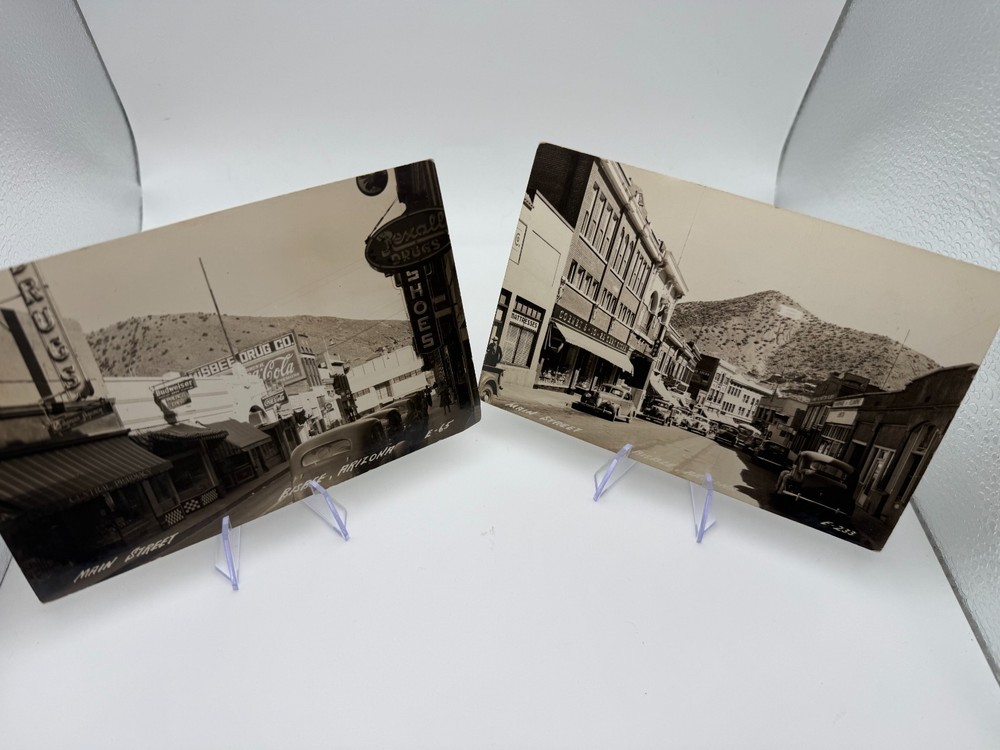 Vintage Bisbee Arizona Main Street Real Photo Postcards RPPC Lot of 2 Historic