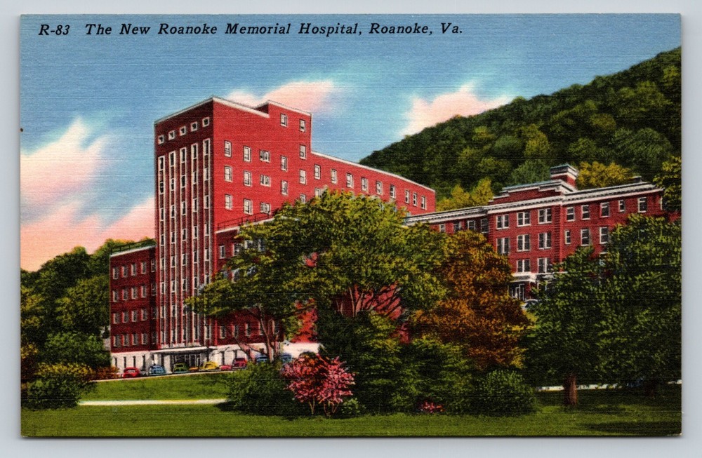 Roanoke Virginia Va New Roanoke Memorial Hospital VINTAGE Linen Postcard