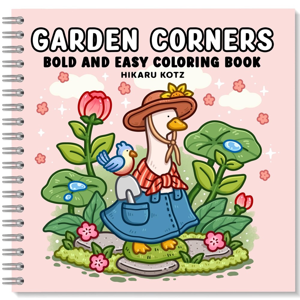 Garden Corners: Bold and Easy Coloring Book for Adults Teens