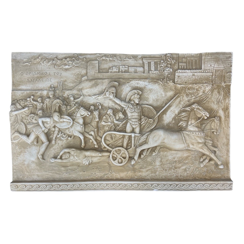 Triumph of Achilles Greek Bas Relief Wall Art Cast Stone Sculpture  -image