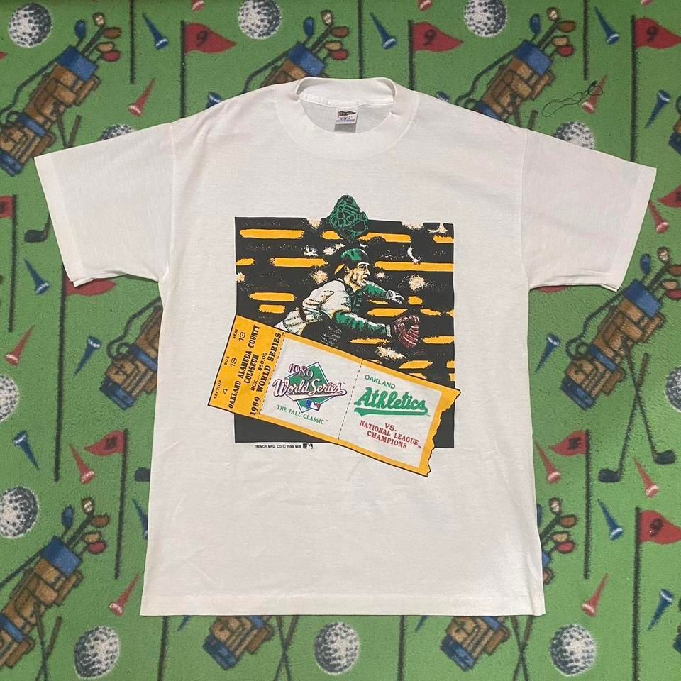 Vintage 1989 80s y2k oakland A's athletics white tee t shirt mens sz M medium