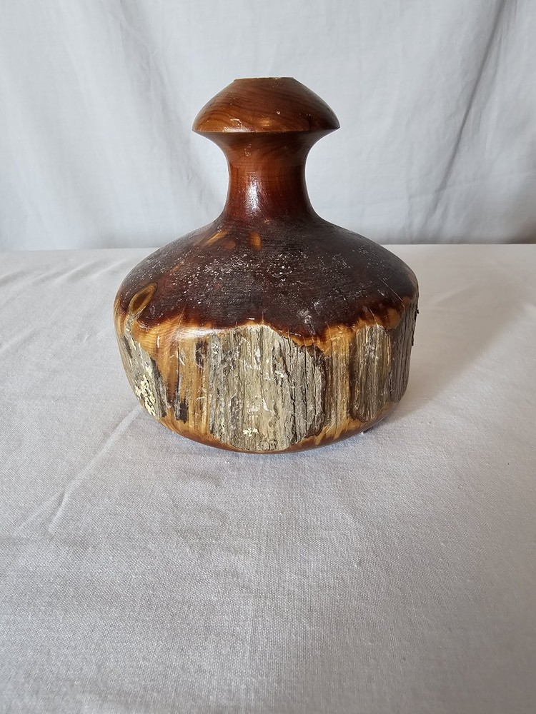 Vintage Handmade Cedar Bud Vase