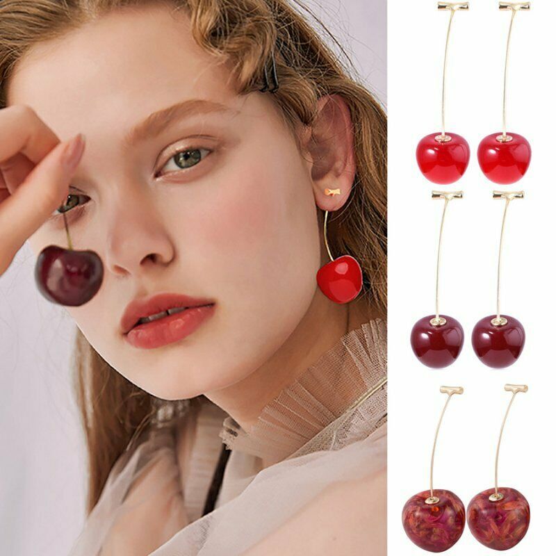 Sweet Resin Cherry Dangle Ear Stud Women Fruit Drop Earrings Jewelry Gift USA