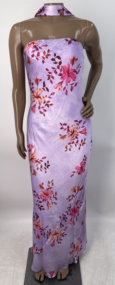 BHLDN Womens Maxi Dress Electric Lilac Purple Size S Nesta Strapless Scarf Satin