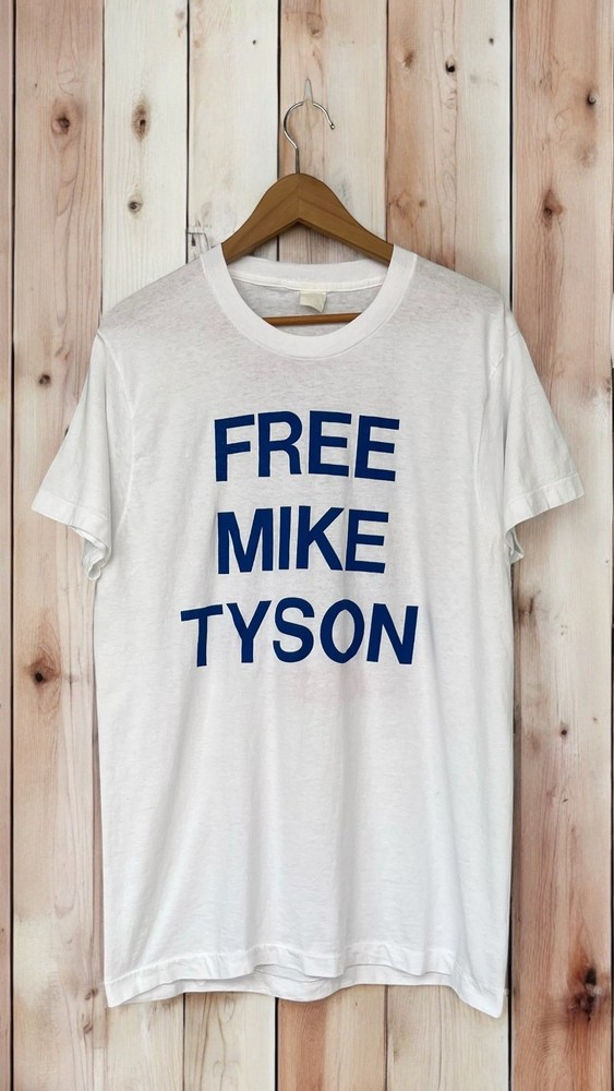 Vintage Mike Tyson Shirt Mens XL White Free Tyson Is Innocent Boxing Protest 90s