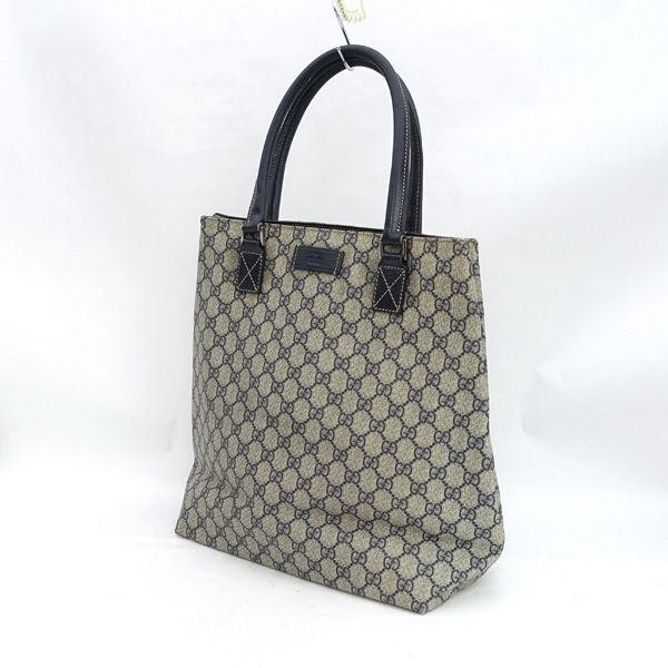 Gucci GG Supreme PVC Leather Tote Bag in Navy and Beige 131220-203991 Japan Import