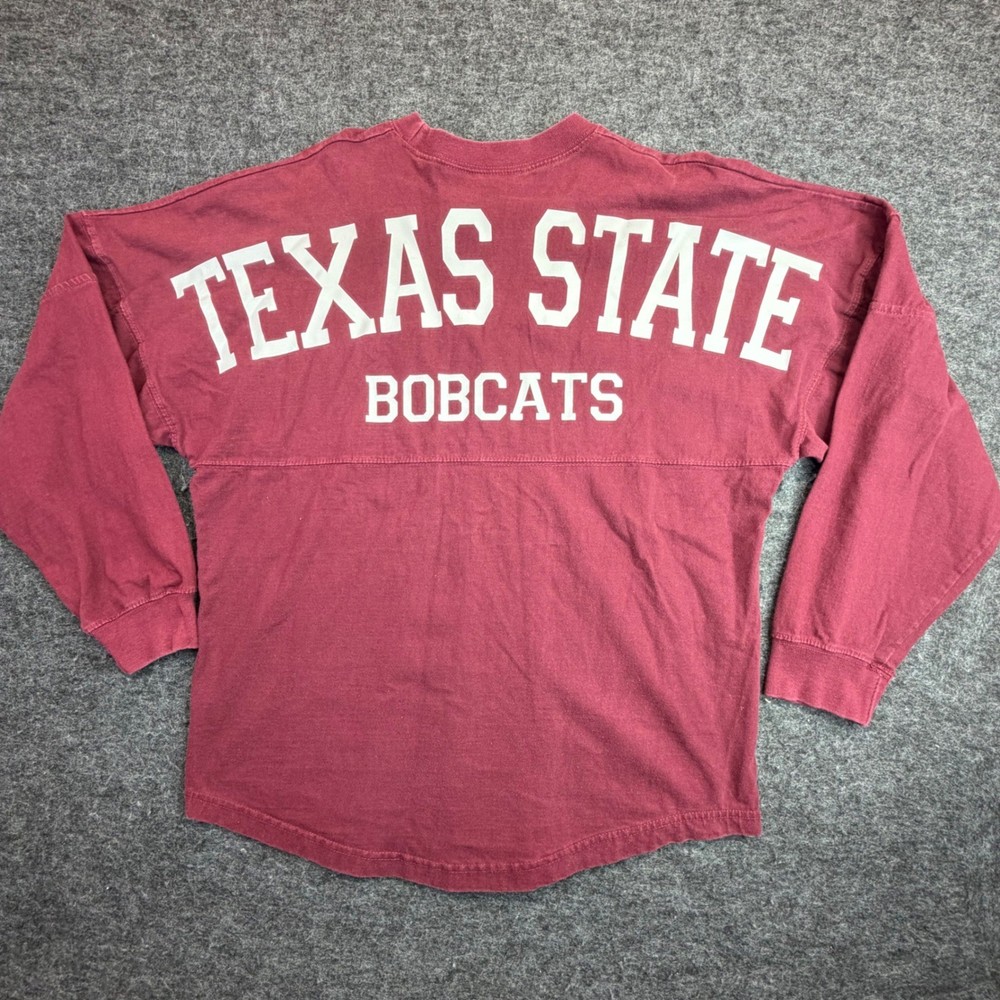 Y2K Texas State Bobcats Pennant Spirit Jersey Small Maroon Long Sleeve Shirt