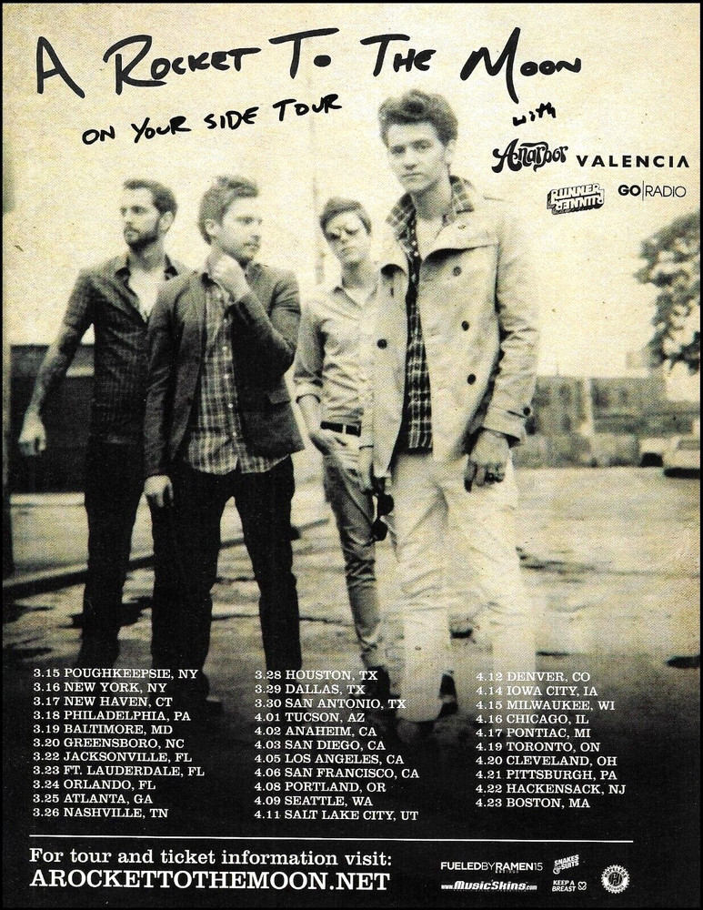 A Rocket To The Moon band 2011 On Your Side Tour Dates advertisement ad print