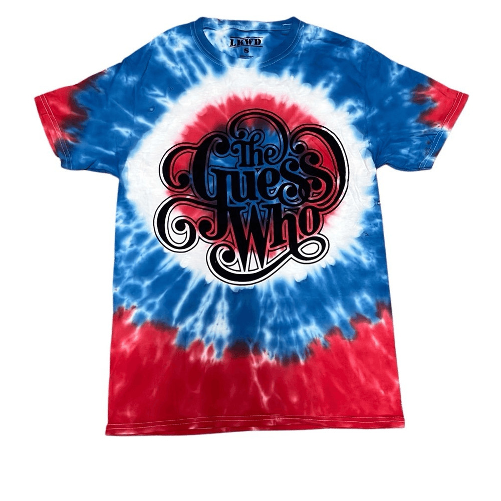 The Guess Who Classic Logo Tshirt Small Red Blue Swirl Tie Dye 100% Cotton NWOT