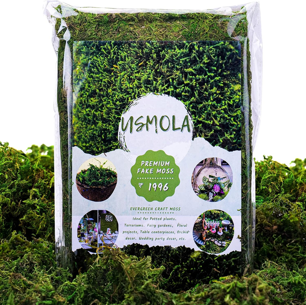 Artificial Green Moss for Potted Plants and Fairy Gardens 4OZ