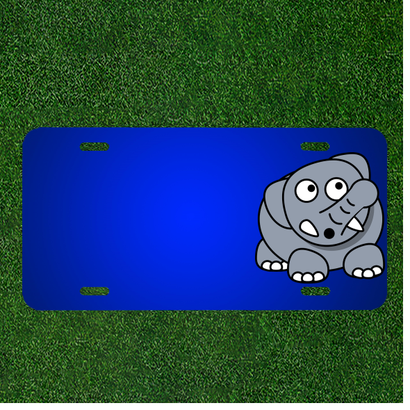 Custom Elephant Cartoon License Plate with Personalized Name Worry Design