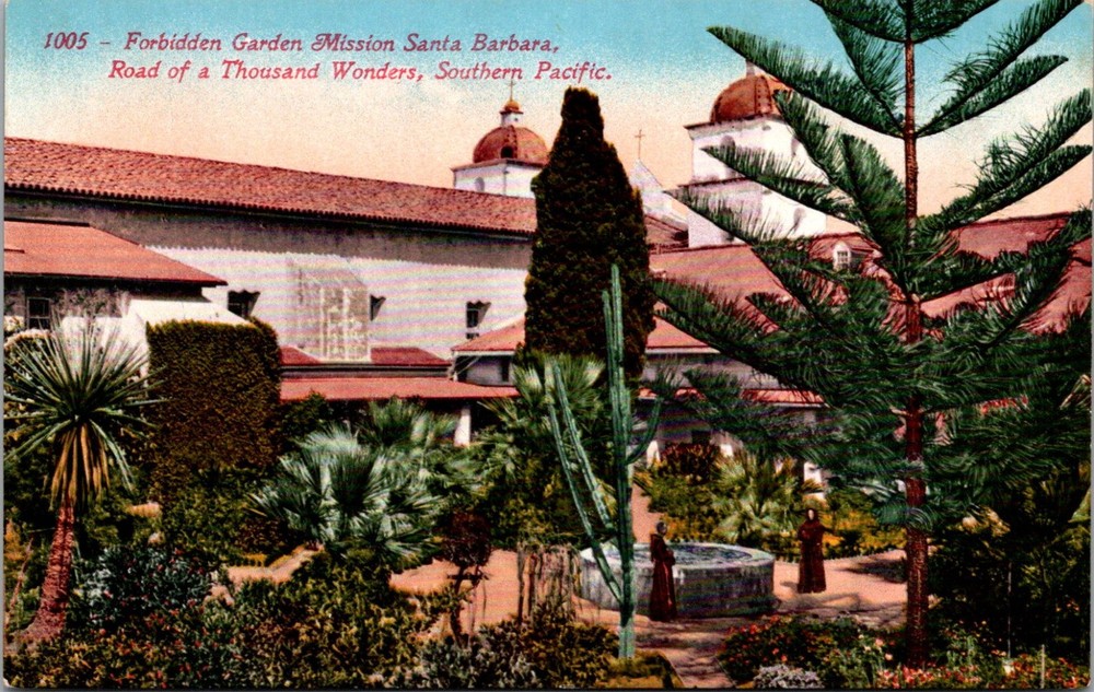 California CA Mission Santa Barbara In the Garden Postcard Old Vintage Card View