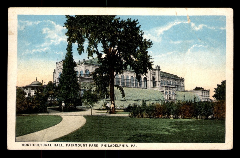 Horticultural Hall Fairmont Park Philadelphia PA People Walking Posted Postcard