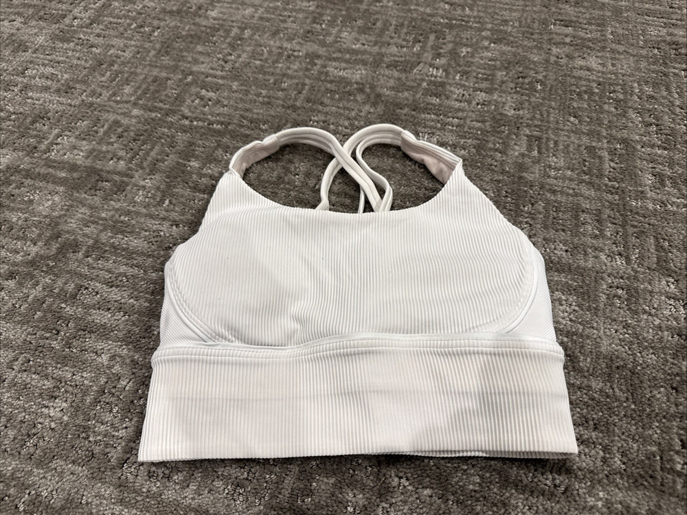 Lululemon Energy Bra, Long Line Texture White Bra size 4, with pads