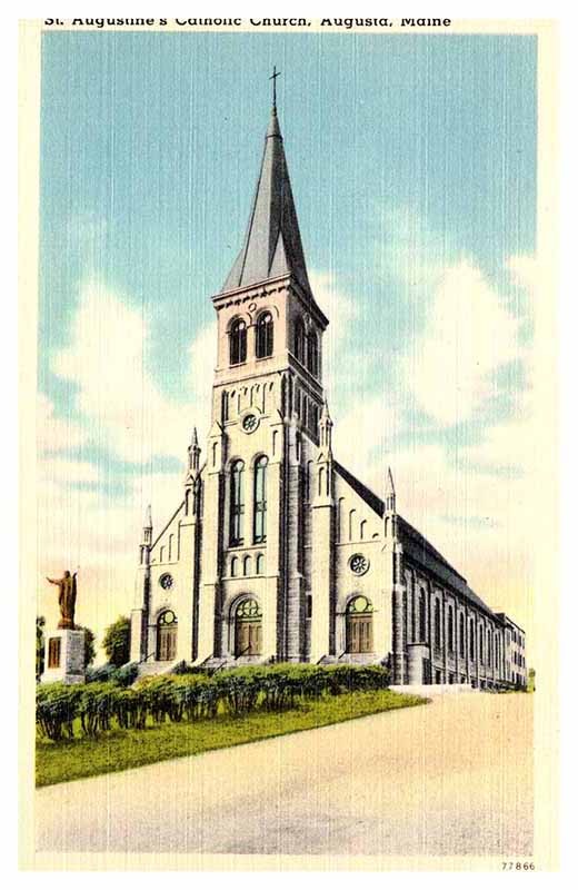 Postcard CHURCH SCENE Augusta Maine ME m/09 AP8916