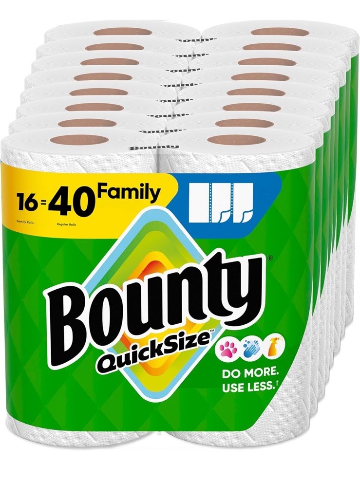 Bounty Quick Size White Paper Towels 16 Family Rolls Equal to 40 Regular Rolls