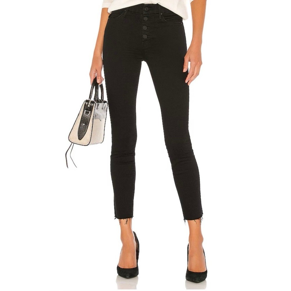 Mother The Pixie Ankle Fray Jeans 27 Women’s Not Guilty Black