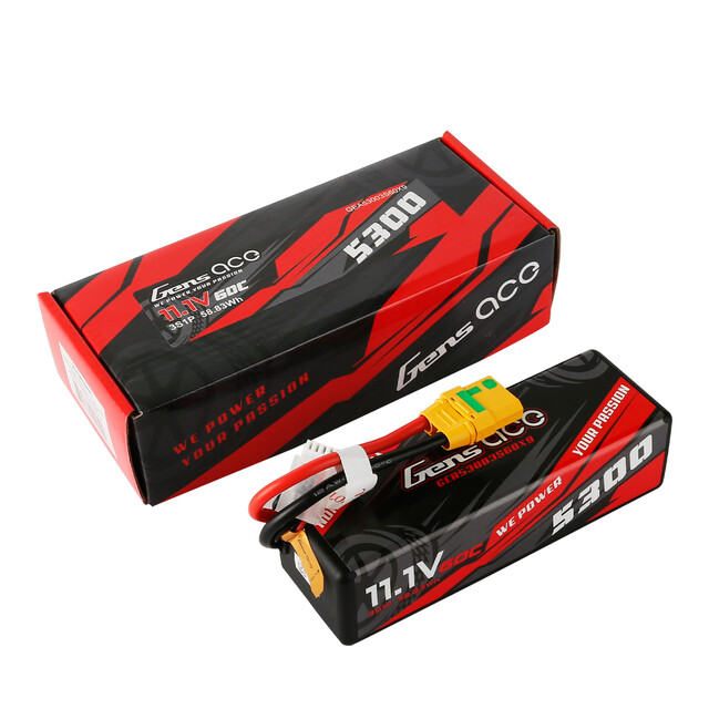 Gens Ace 11.1V 60C-120C 3S 5300mah Lipo Battery Pack With Anti-Spark XT-90-image