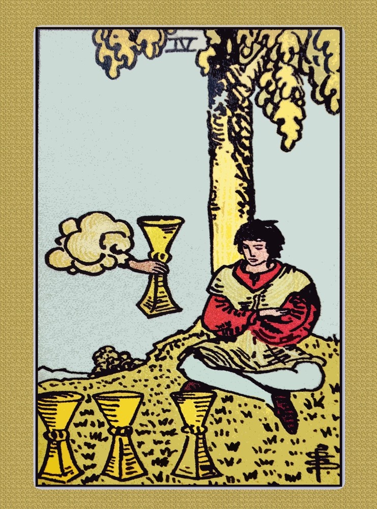 Vintage Tarot Card Four of Cups Wall Art Poster Decor 11409