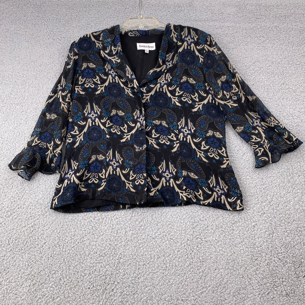 Danny & Nicole Button Front Top Women's Size 16 Blouse Jacket Floral