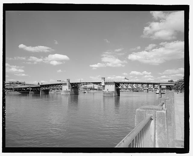 1. General view of Morrison Bridge, looking north (downstream). - Morrison
