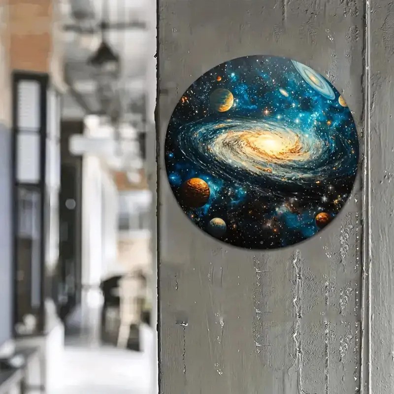 7.87inch Andromeda Galaxy Space Themed Round Aluminum Wall Decor PreDrilled