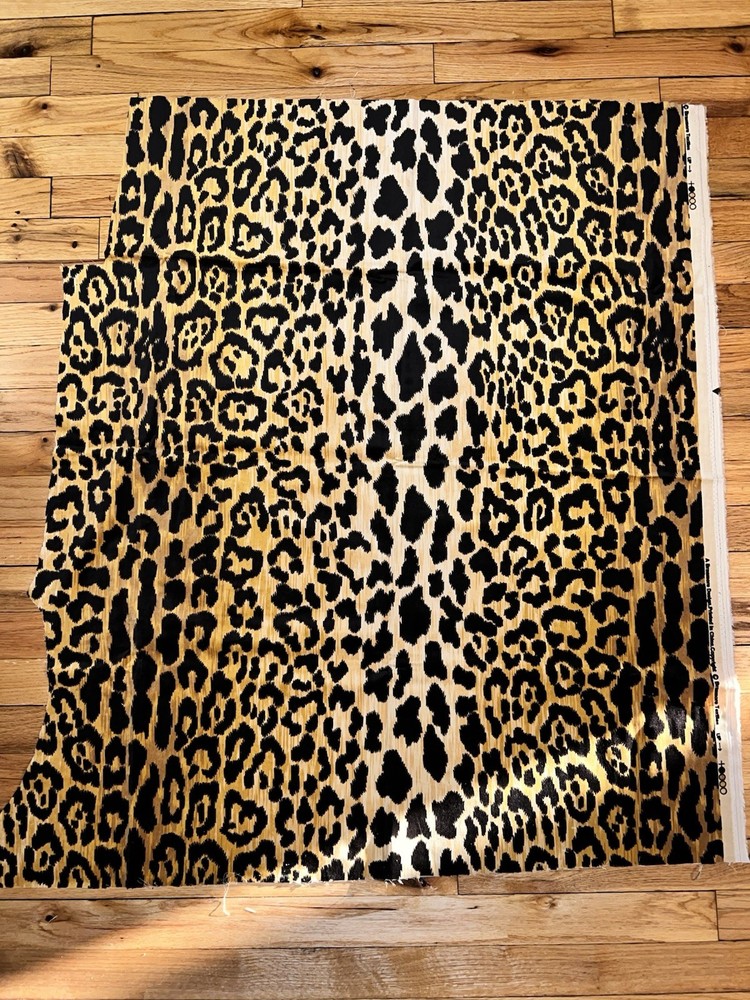 Braemore Jamil Leopard Print Natural Velvet Upholstery Fabric Remnant. 32” X 38”